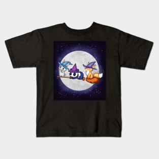 Witch’s broom ride at Halloween Kids T-Shirt